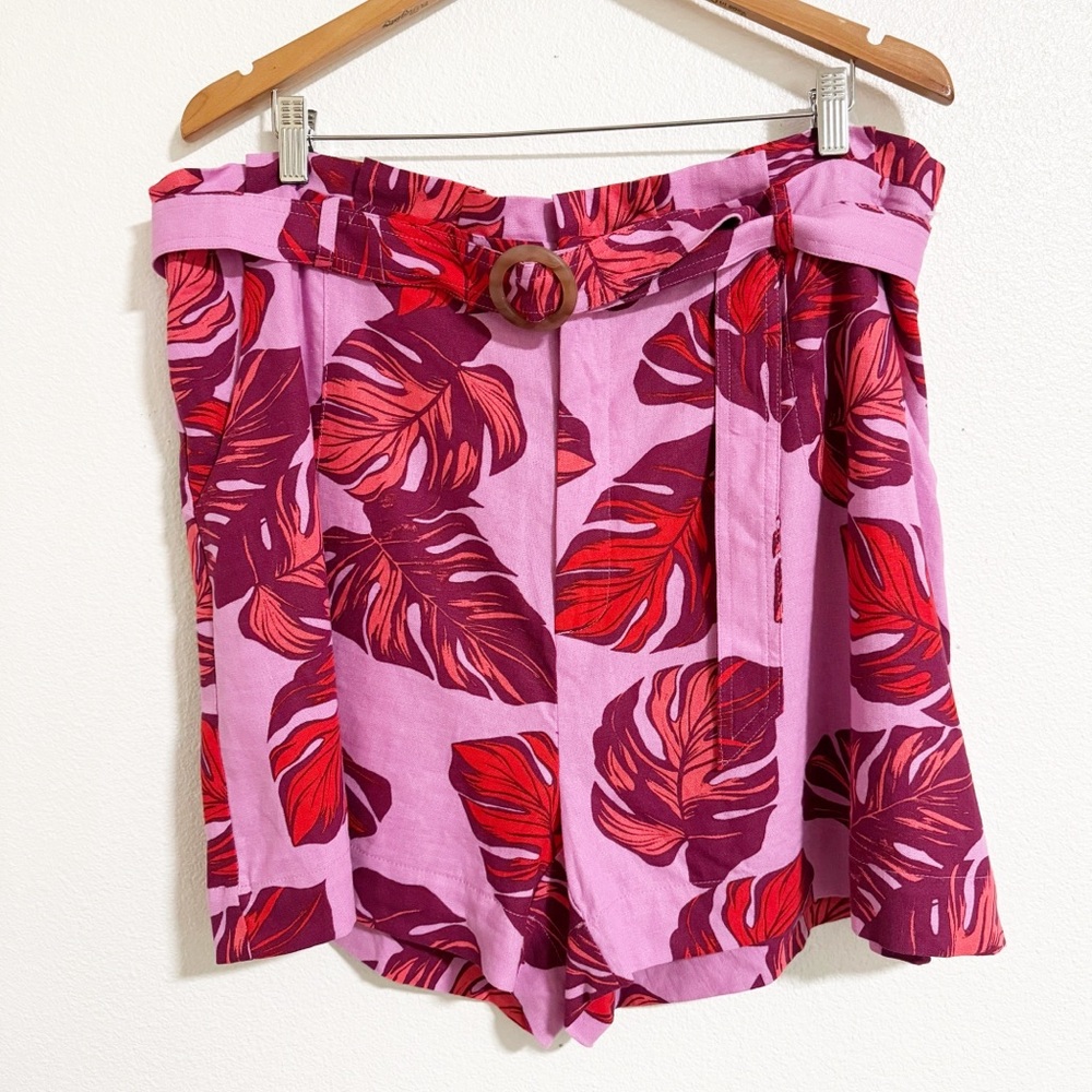 NEW Sofia Jean Linen Blend Top High Waisted Paper Bag Shorts Set - Picture 9 of 16